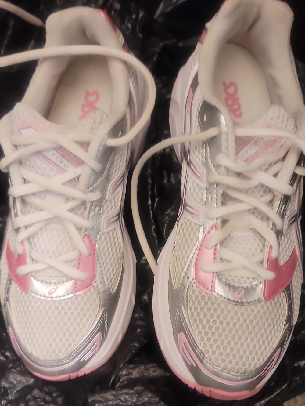 Asics White and Pink Women's Athletic Sneakers